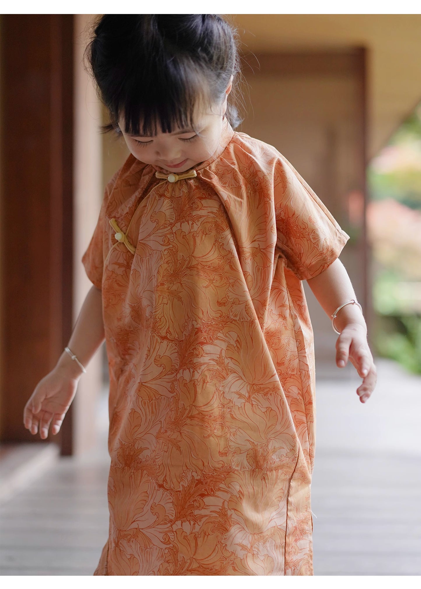 Cheongsam cocon orange en coton MaNa