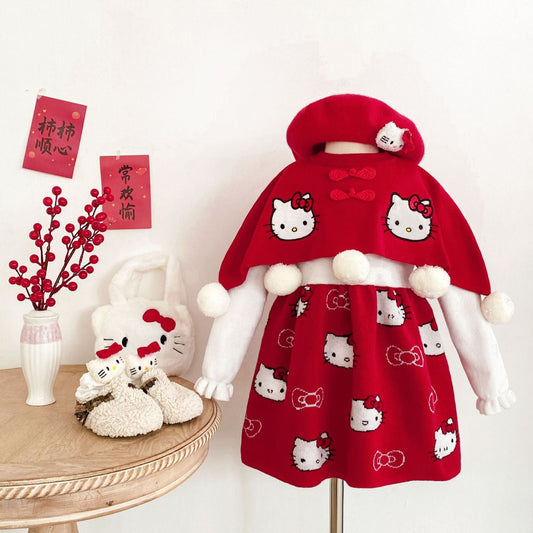 Robe pull rouge Hello Kitty pour filles