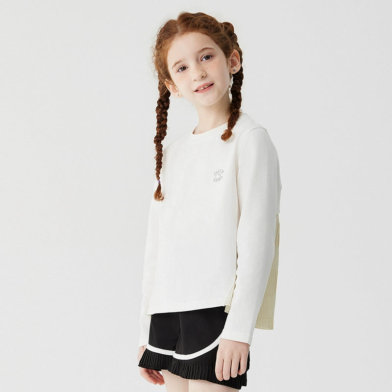 Jollybean Girls Pleated Breeze A-Line Long Sleeve Tee (120-170/ 5y-Adult)