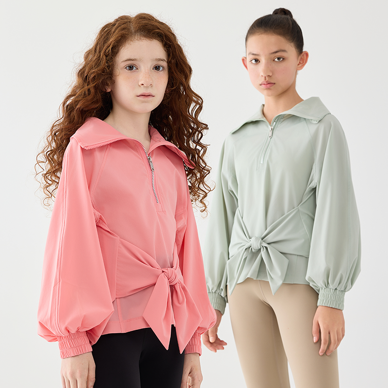 Jollybean Chic Bow Breeze Half-Zip Top for Girls （130-170/6y-Adult）