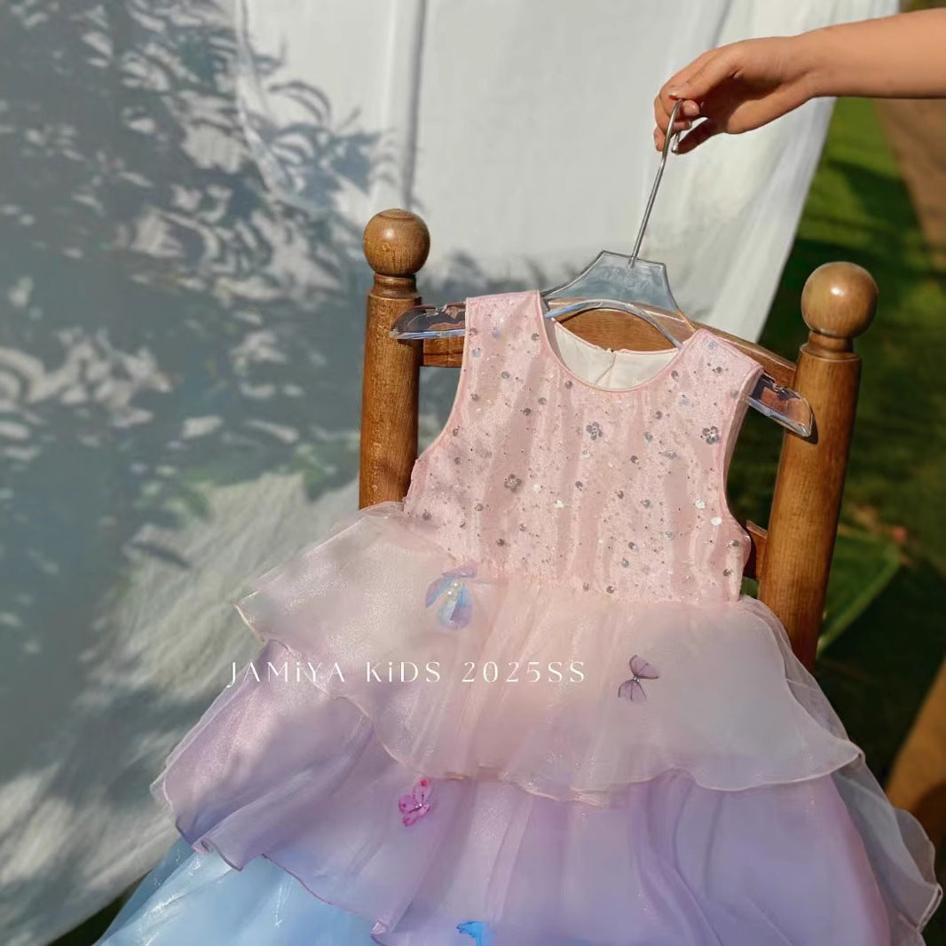 Jamiya Girls Fairy Blossom Layered Tulle Princess Dress (100-150/3y-12y)