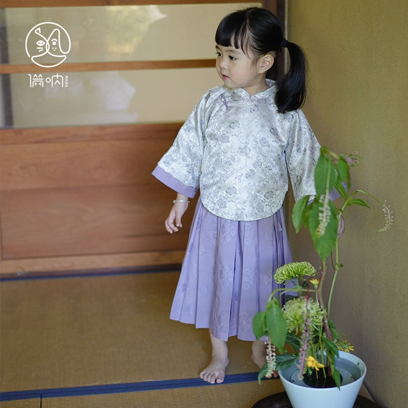 Mana Silver Blossom Traditional Shirt for Girls