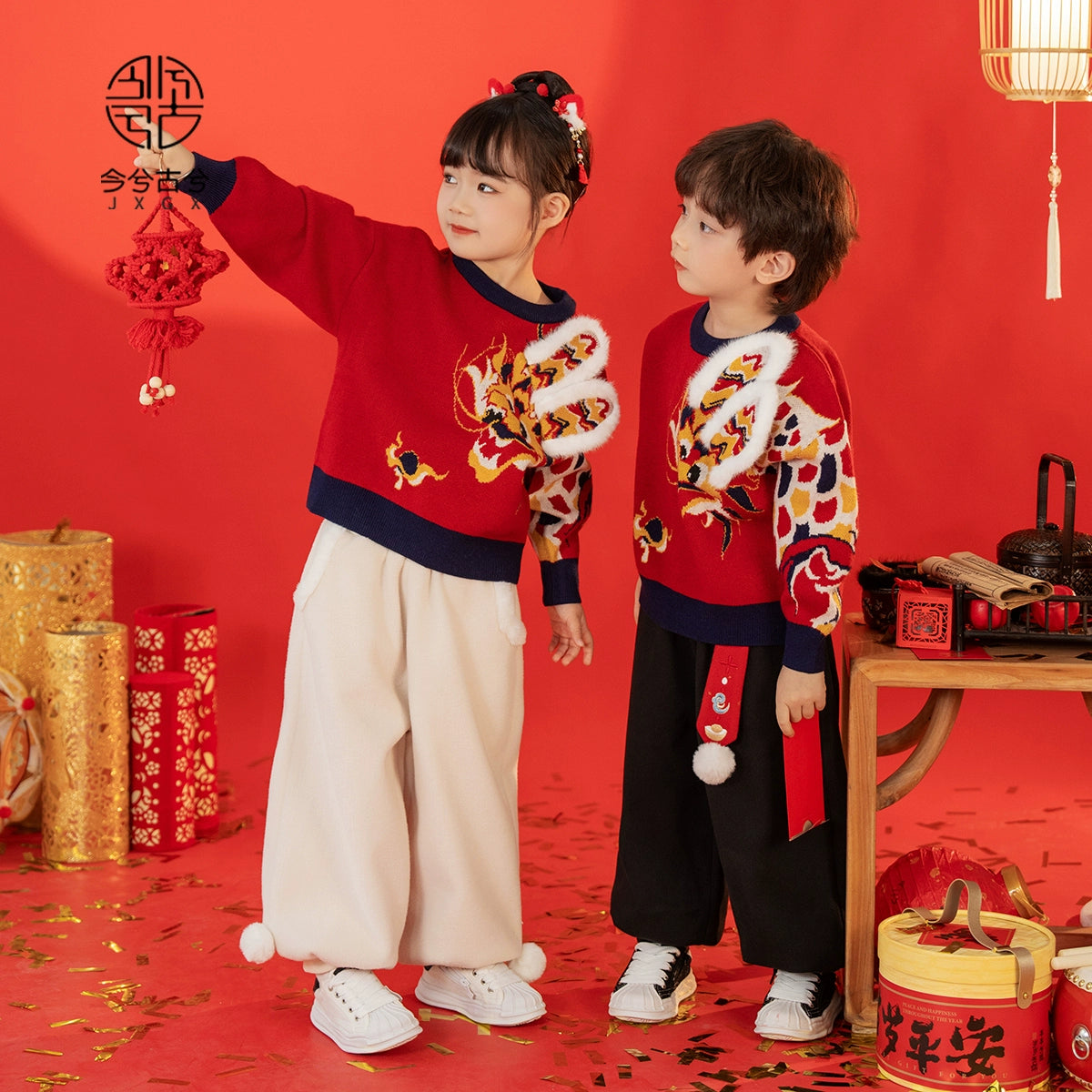 JXGX Kids Chinese New Year Unisex Sweater ----QianLong