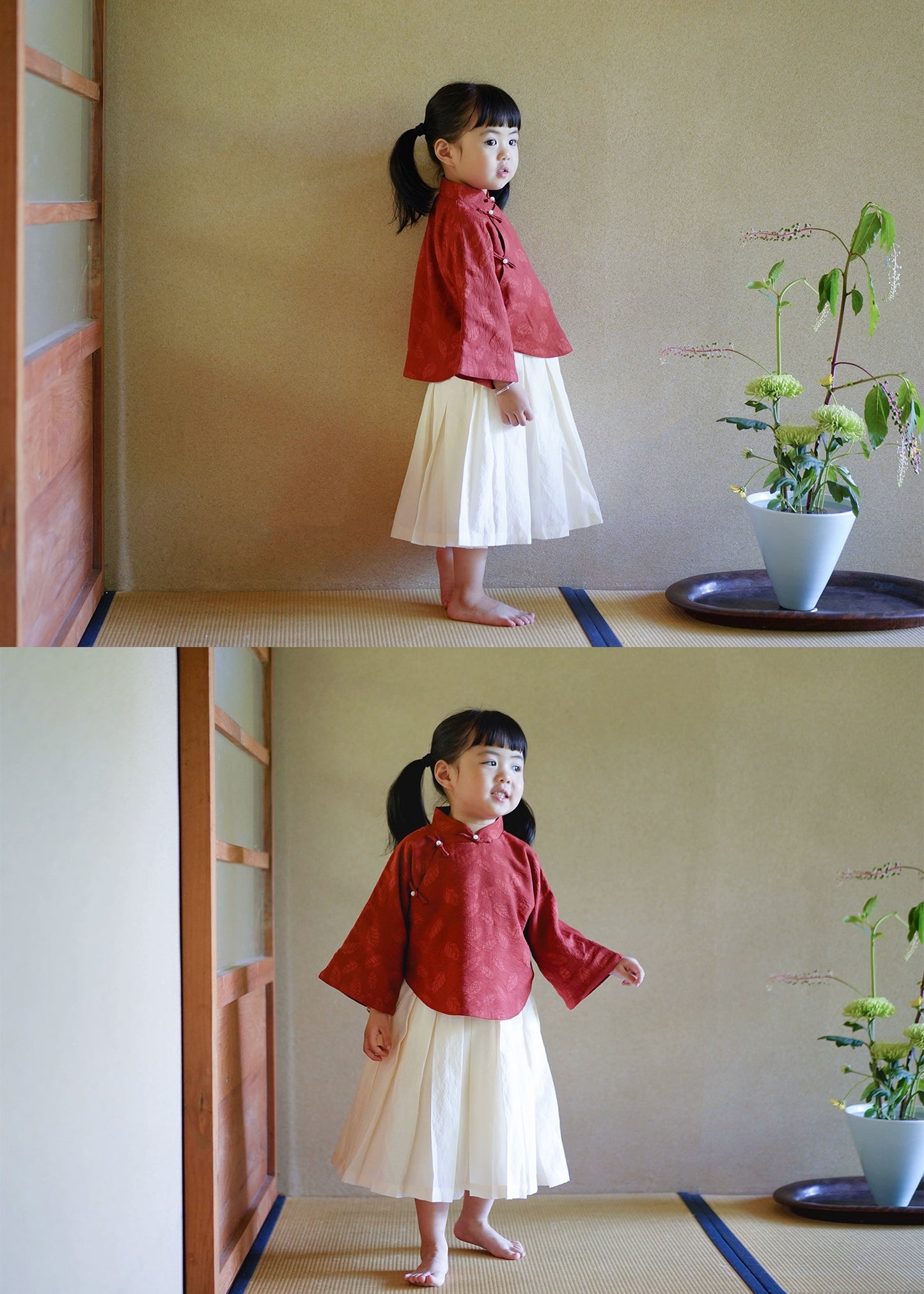 MaNa Kids Red Leaf Chinese Style Blouse ---Chinese New Year