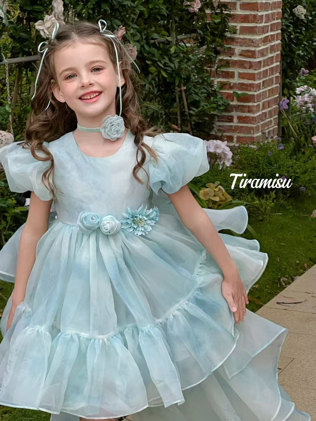 Tiramisu Girls' Aqua Garden Fairy Gown  (100-150/3y-12y)