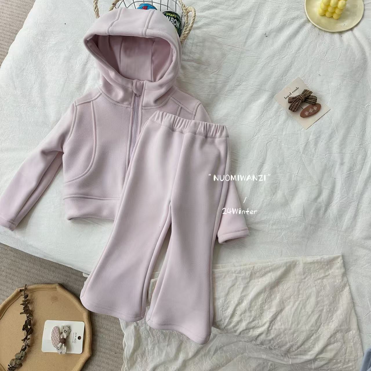 DXJ Cozy Fleece: Girls‘ Warm Tracksuit Set