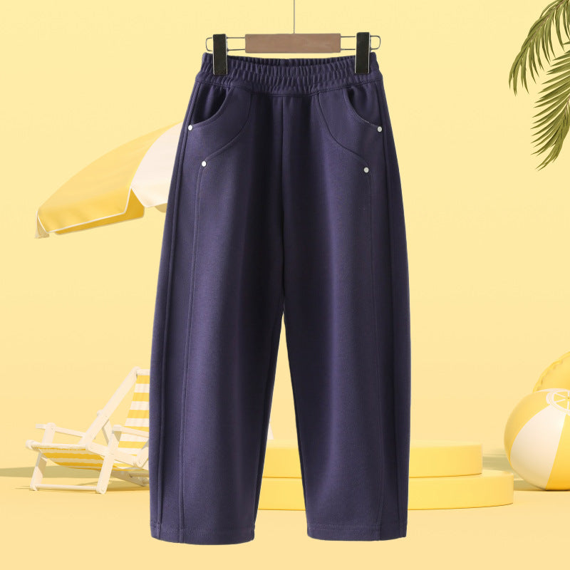 Kids Soft Curved-Leg Joggers Casual Sweatpants