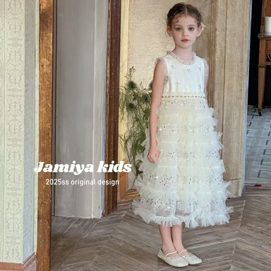 JAMIYA Girls Crystal Petals Tulle Dress (100-150/3y-12y)