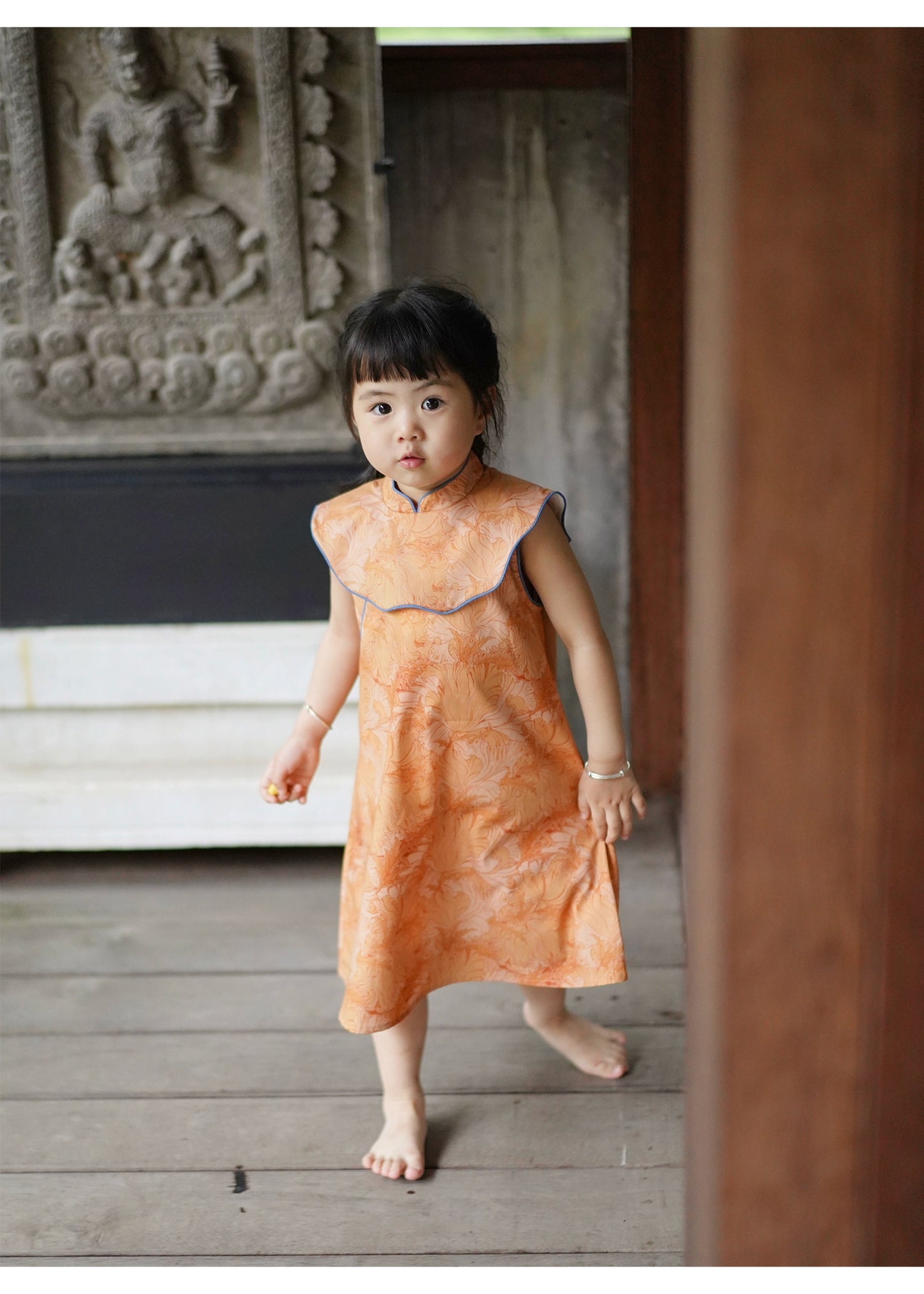 Mana Girls Golden Blossom Summer Cheongsam Dress