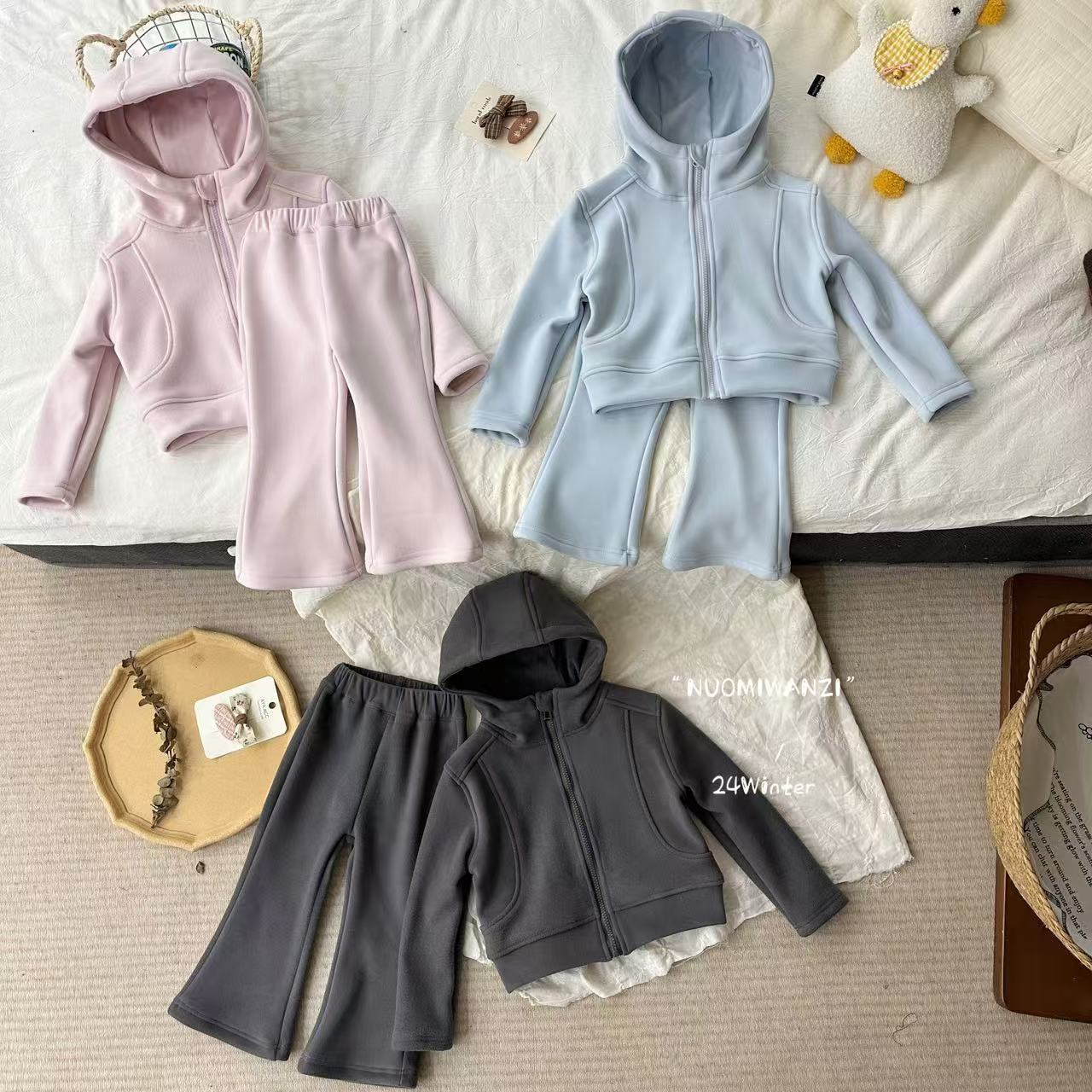 DXJ Cozy Fleece: Girls‘ Warm Tracksuit Set