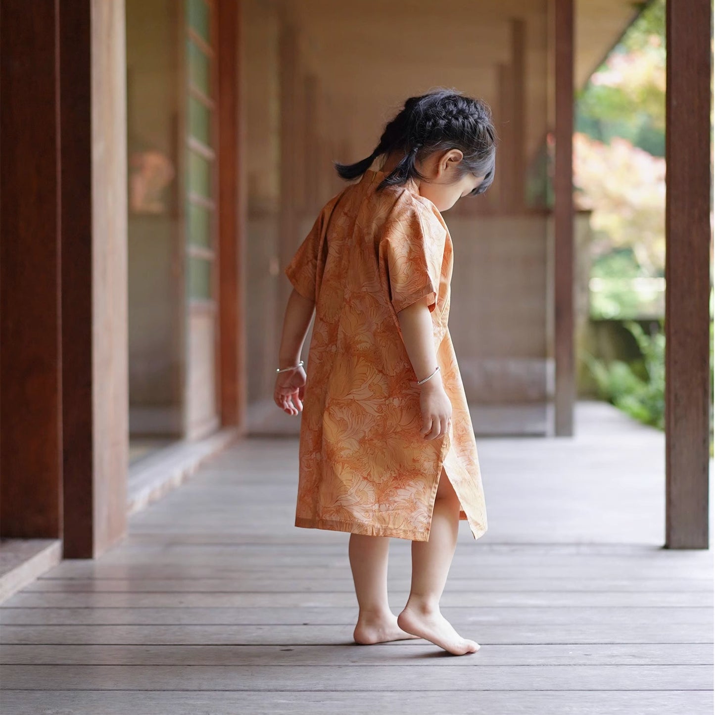 Cheongsam cocon orange en coton MaNa