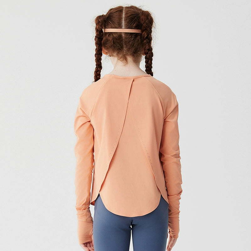 Jollybean BreezeBack Girls' Quick-Dry Split-Back Long Sleeve Top (120-170/ 5y-Adult)