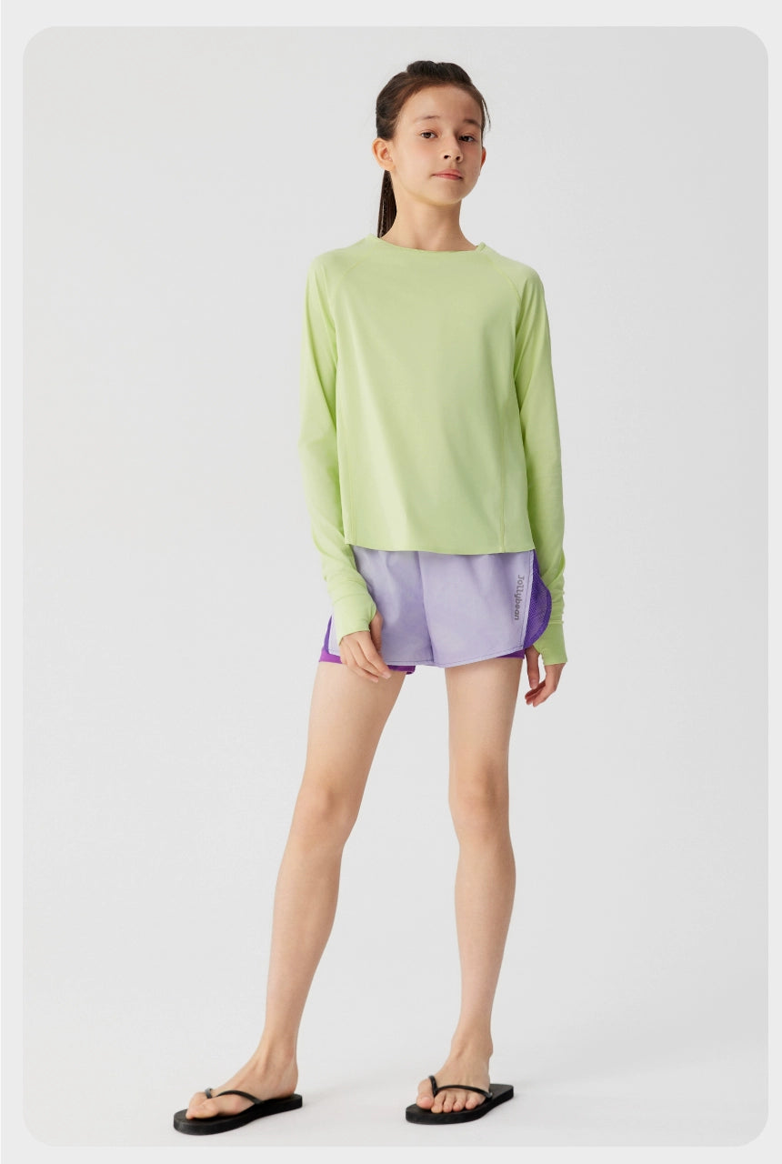 Jollybean BreezeBack Girls' Quick-Dry Split-Back Long Sleeve Top (120-170/ 5y-Adult)