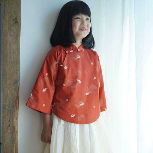 MaNa Kids Chinese New Year Red Wide Sleeve Shirt