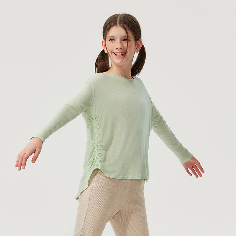 Jollybean Girls' Ultra-Soft Lyocell Wool Pleated Long Sleeve Shirt (120-170/5y-Adult)