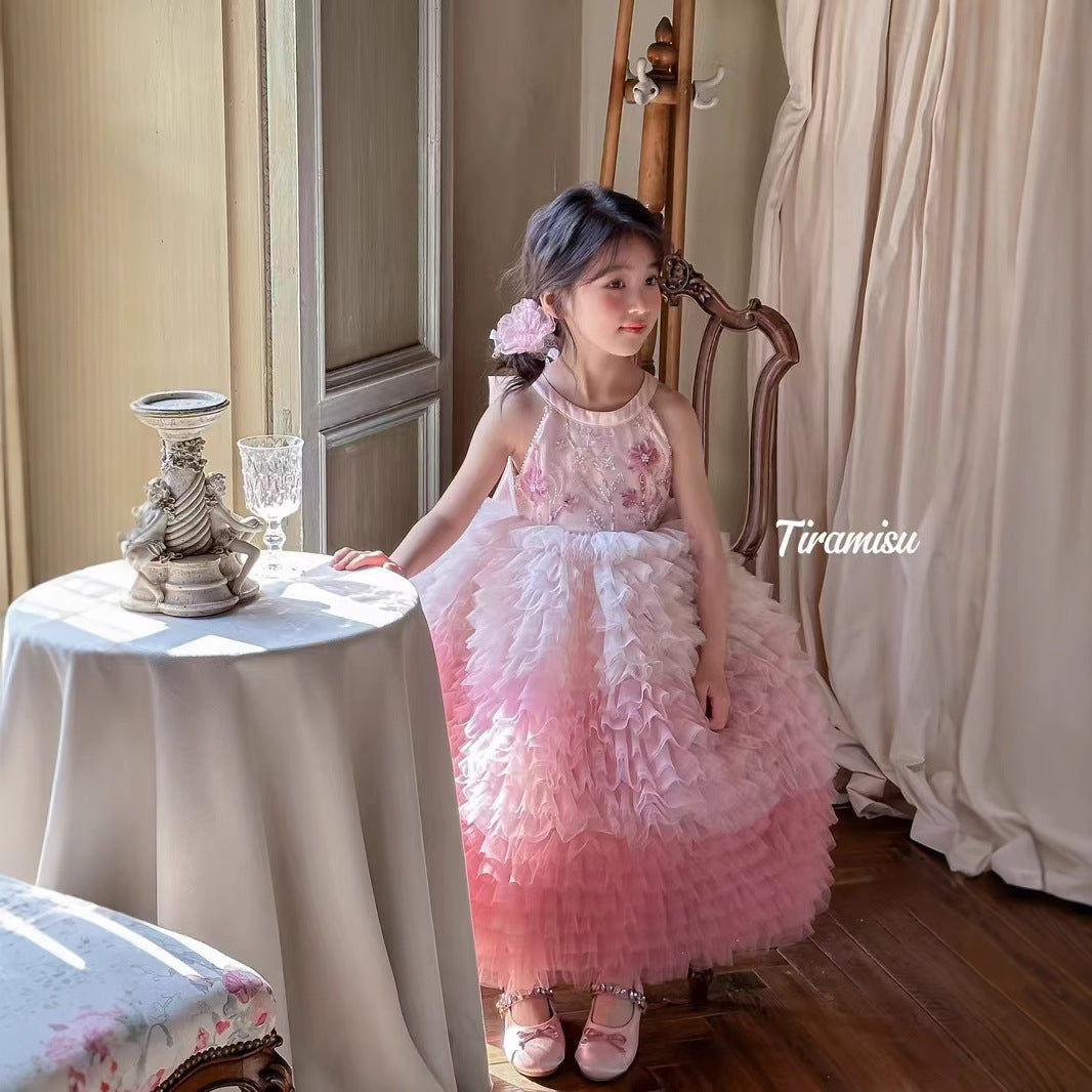 Tiramisu Girls Blush Petal Princess Gown  (100-150/3y-12y)