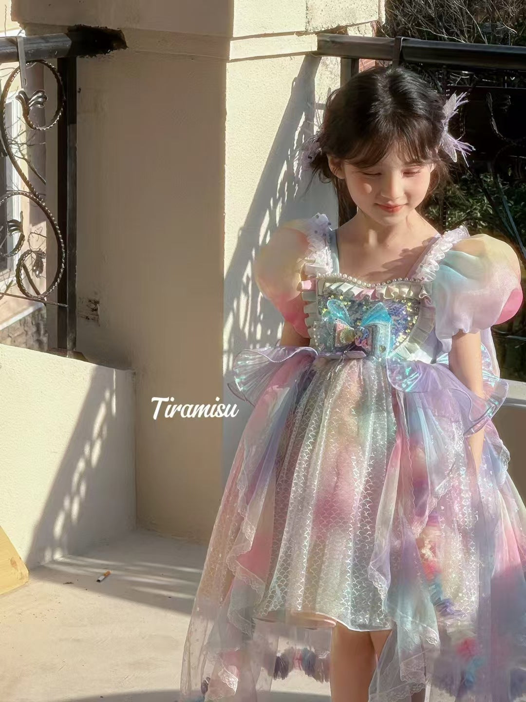 Tiramisu Girls Enchanted Rainbow Princess Dress (100-150/3y-12y)