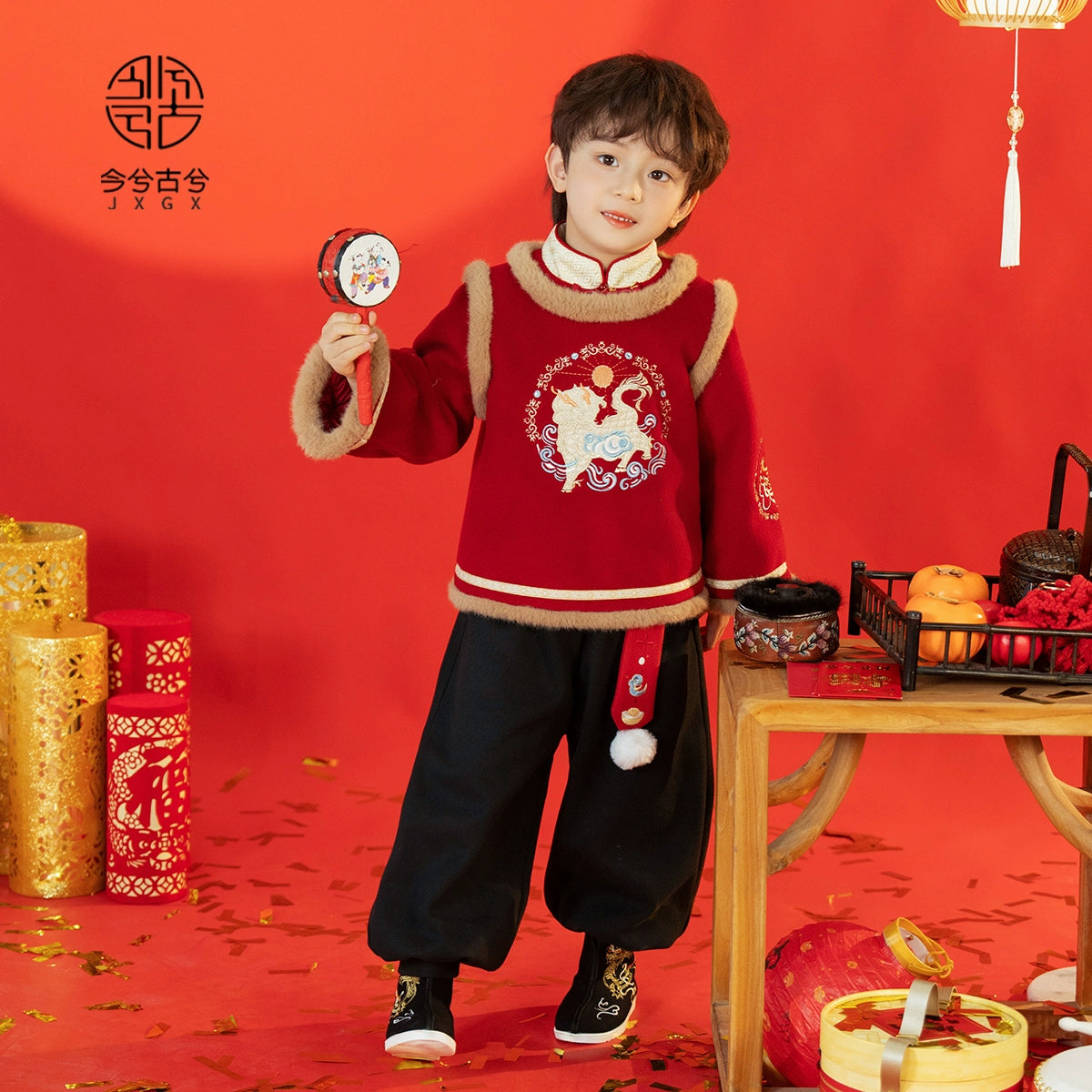 JXGX Chinese New Year Boys Fleece Jacket ---Zongyu