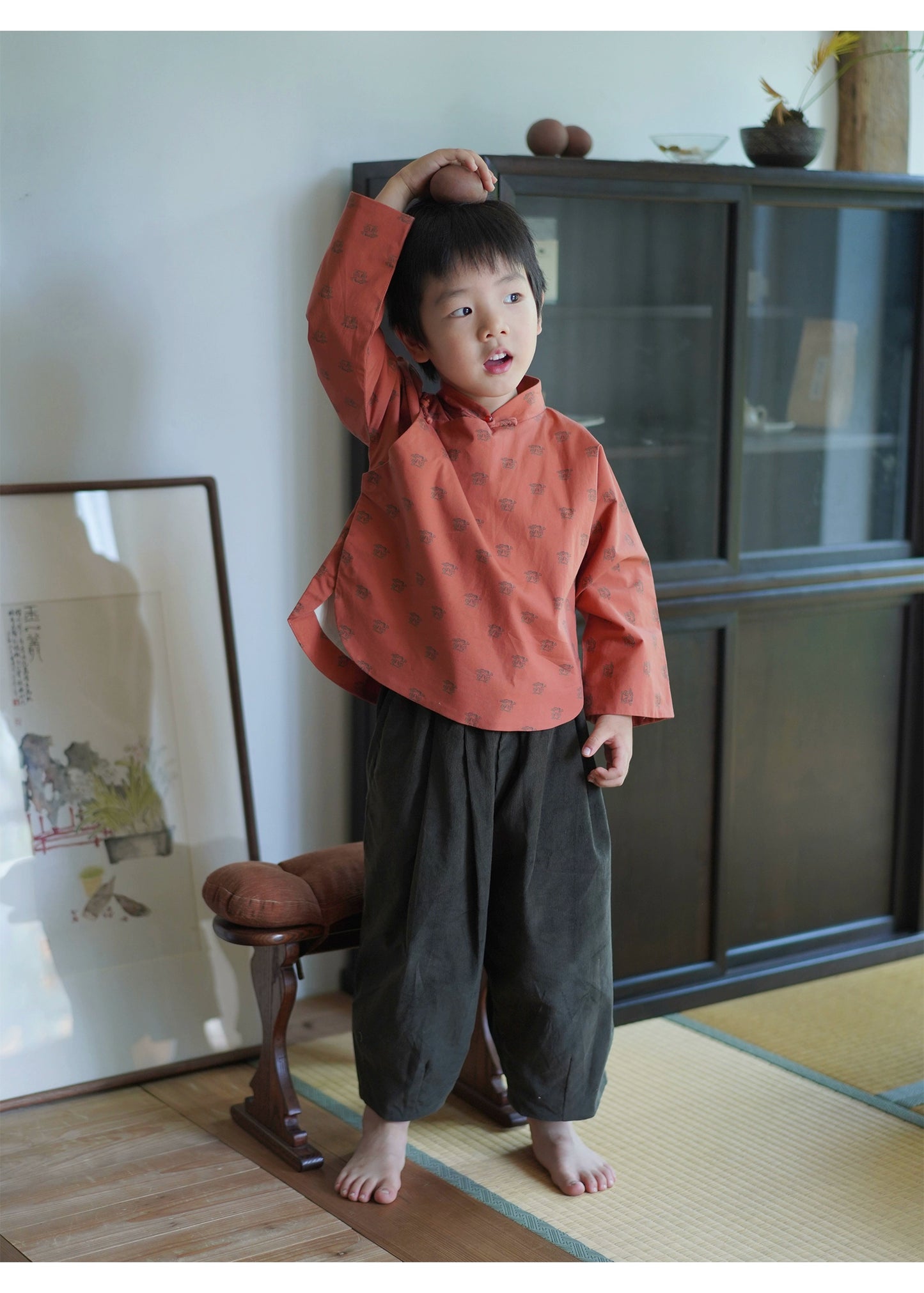 MaNa Kids Mandarin Collar Cotton Shirt ---Chinese New Year