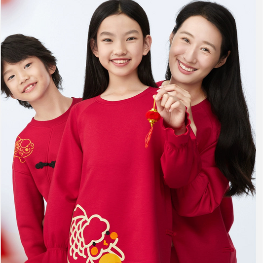 Sweat-shirt en polaire assorti pour la famille SLT pour le Nouvel An chinois --- Filles