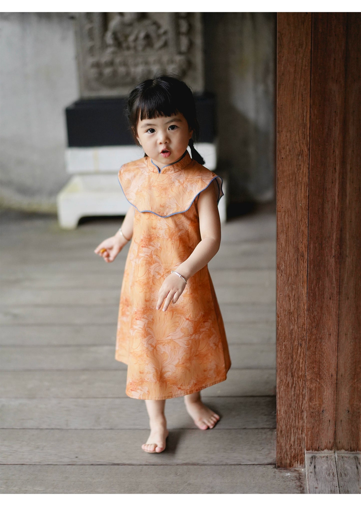 Mana Girls Golden Blossom Summer Cheongsam Dress