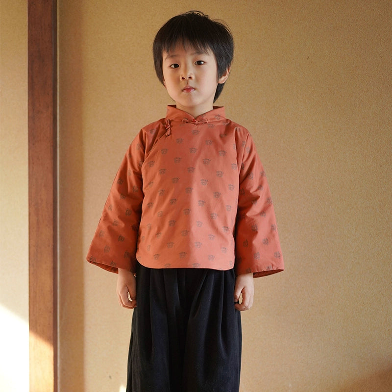 MaNa Kids Mandarin Collar Cotton Shirt ---Chinese New Year