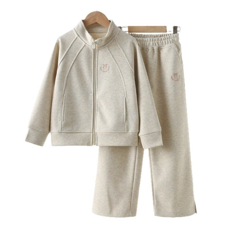 Girls' 2-Piece Tracksuit Set — Zip-Up Jacket & Pants, Soft Cotton Sport Outfit
