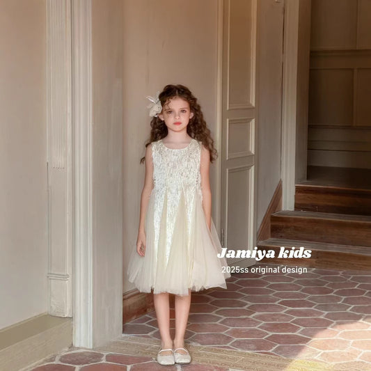 Jamiya Grils' Enchanted Pearl Feather Princess Dress (100-150/3y-12y)