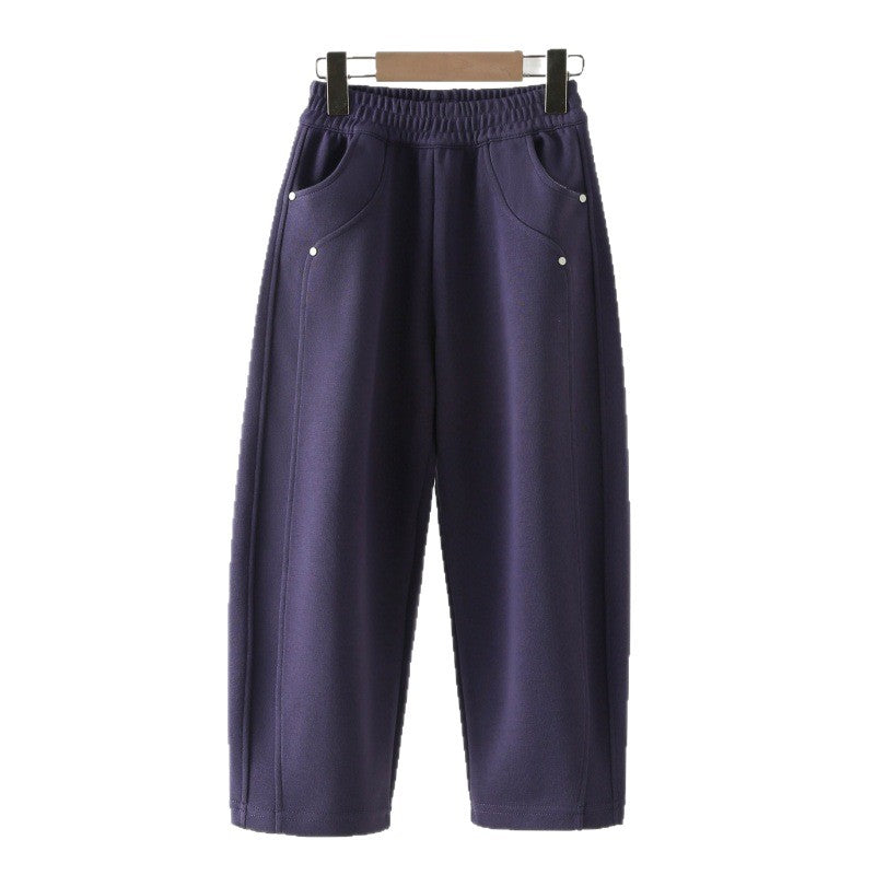 Kids Soft Curved-Leg Joggers Casual Sweatpants
