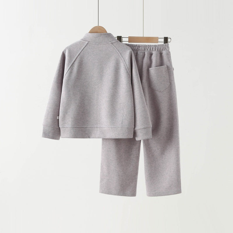 Girls' 2-Piece Tracksuit Set — Zip-Up Jacket & Pants, Soft Cotton Sport Outfit