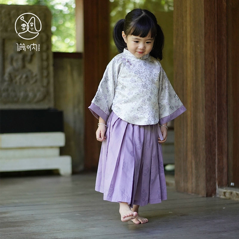 Mana Silver Blossom Traditional Shirt for Girls