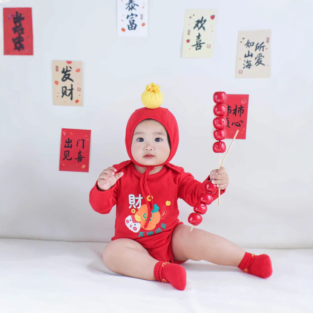 Baby Spring Festival long-sleeved 3-piece Romper Set