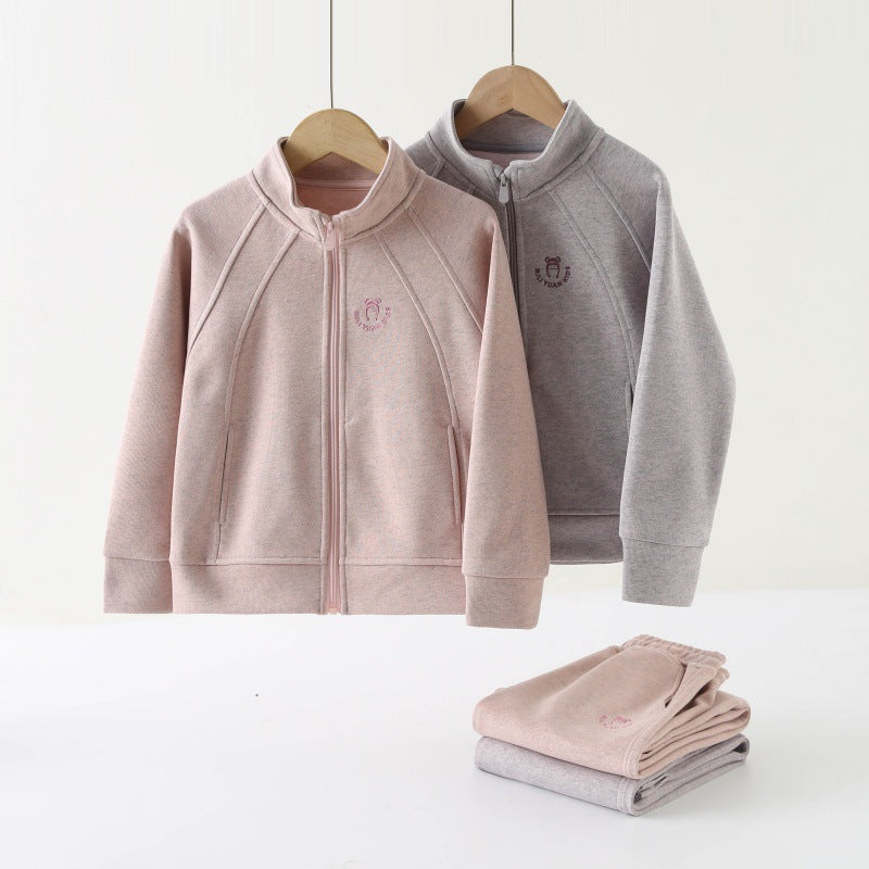 Girls' 2-Piece Tracksuit Set — Zip-Up Jacket & Pants, Soft Cotton Sport Outfit