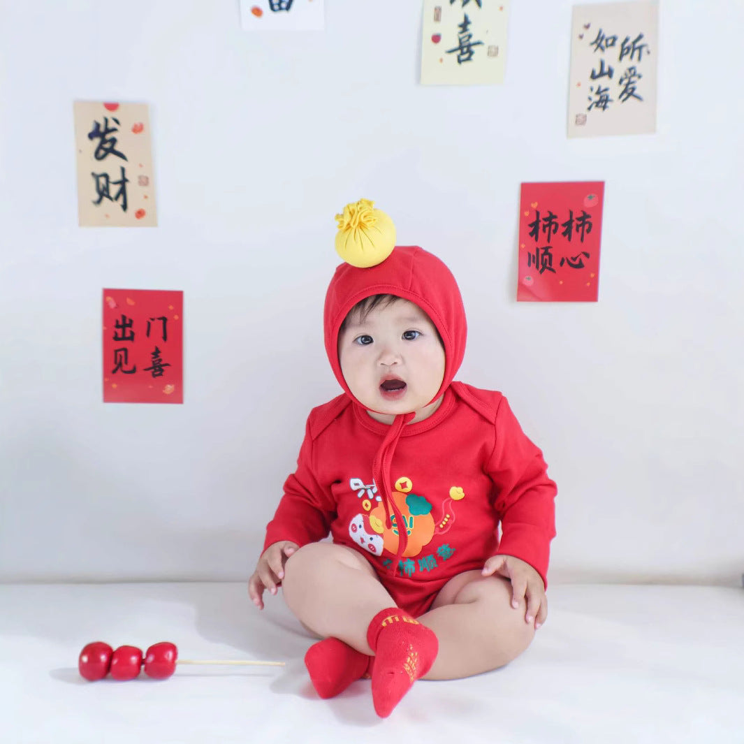 Baby Spring Festival long-sleeved 3-piece Romper Set