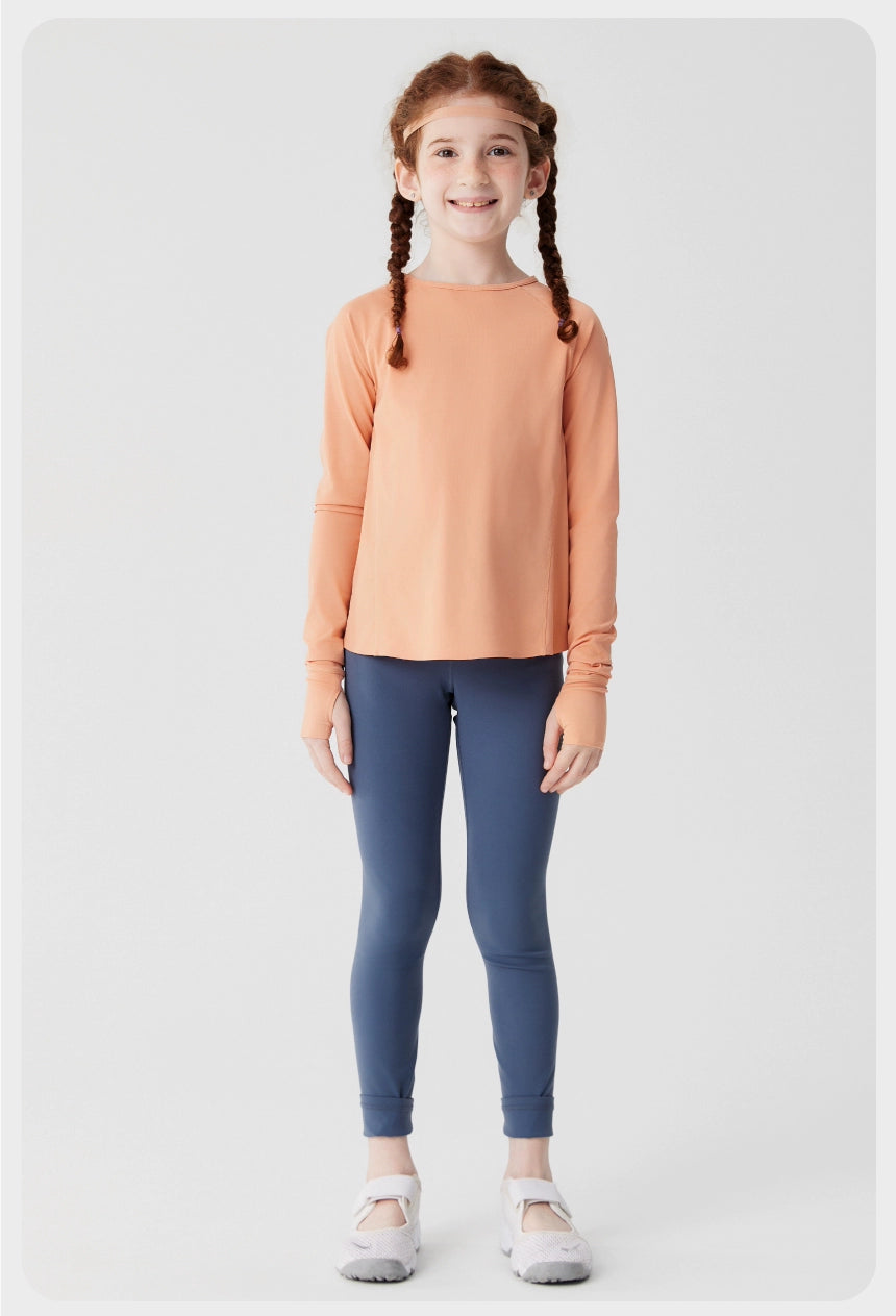 Jollybean BreezeBack Girls' Quick-Dry Split-Back Long Sleeve Top (120-170/ 5y-Adult)