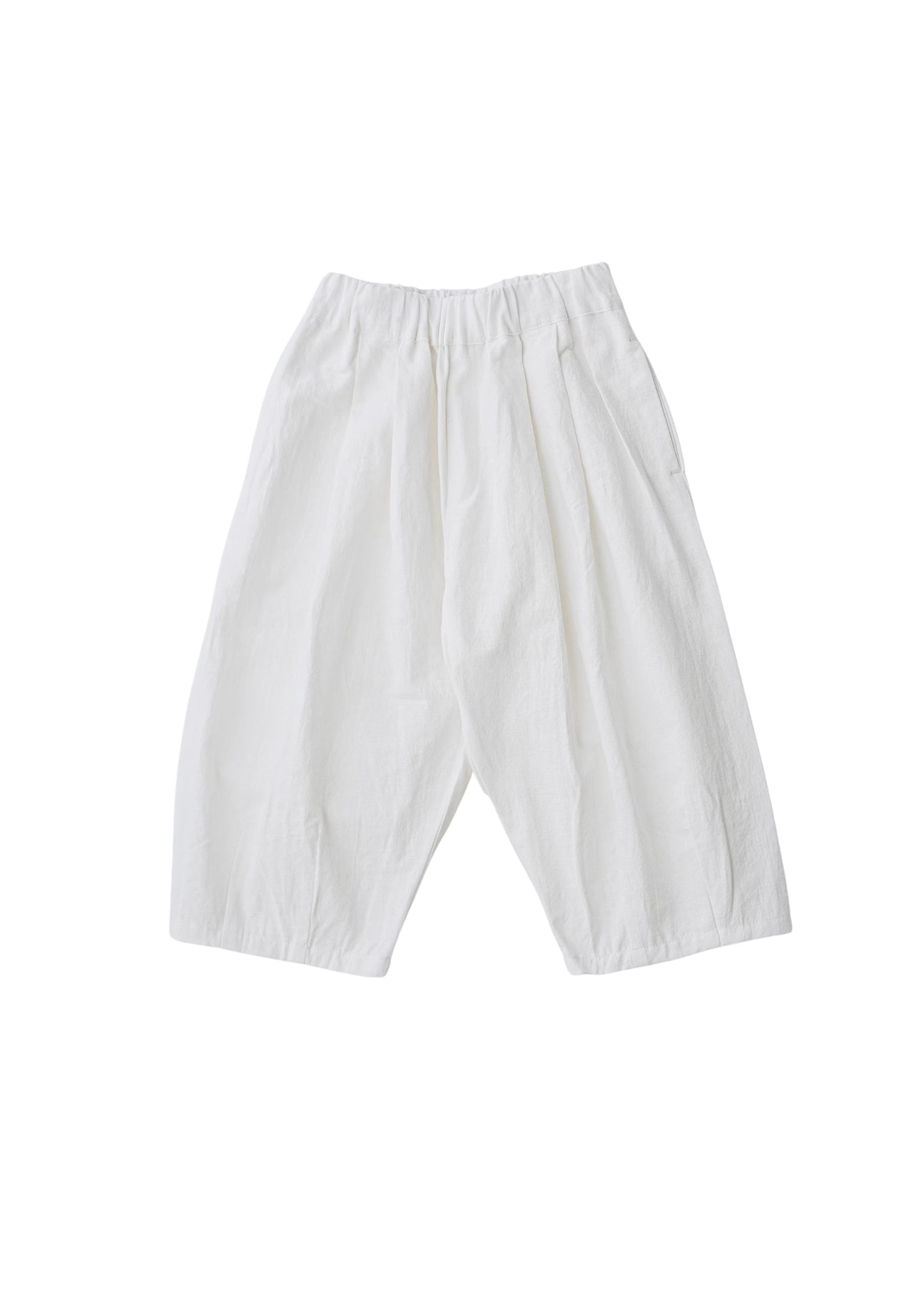 MaNa Cropped Cotton-linen White Balloon Pants