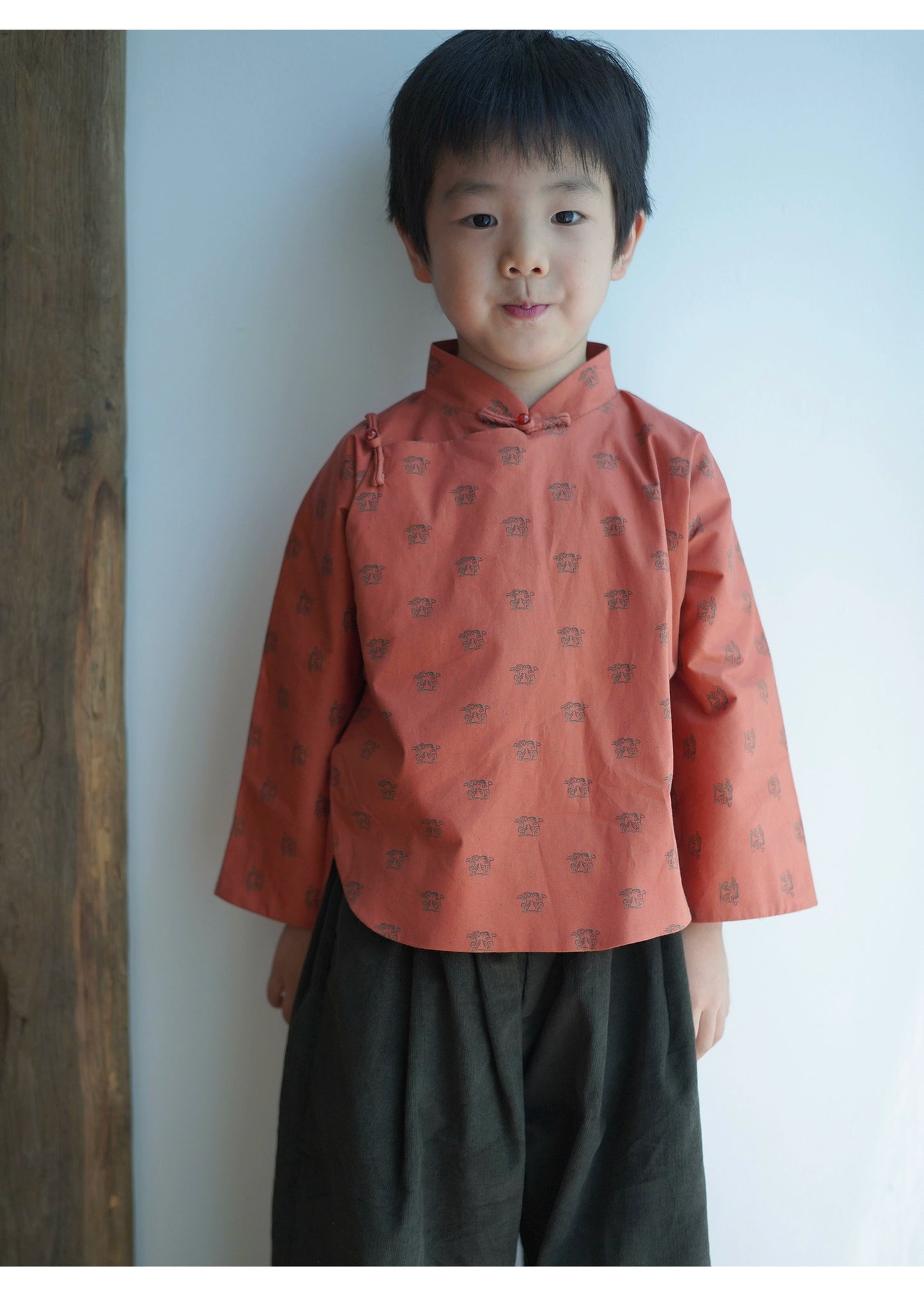 MaNa Kids Mandarin Collar Cotton Shirt ---Chinese New Year