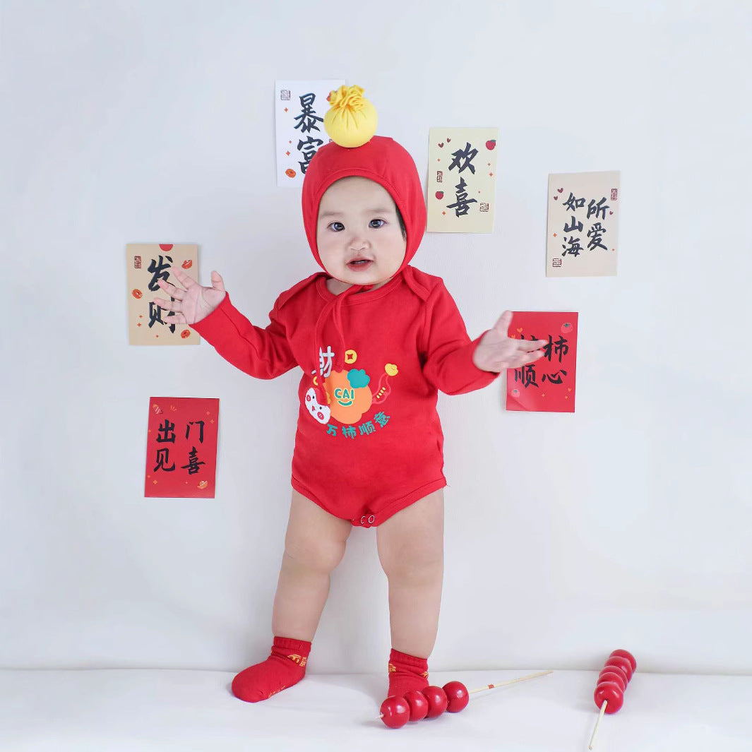 Baby Spring Festival long-sleeved 3-piece Romper Set