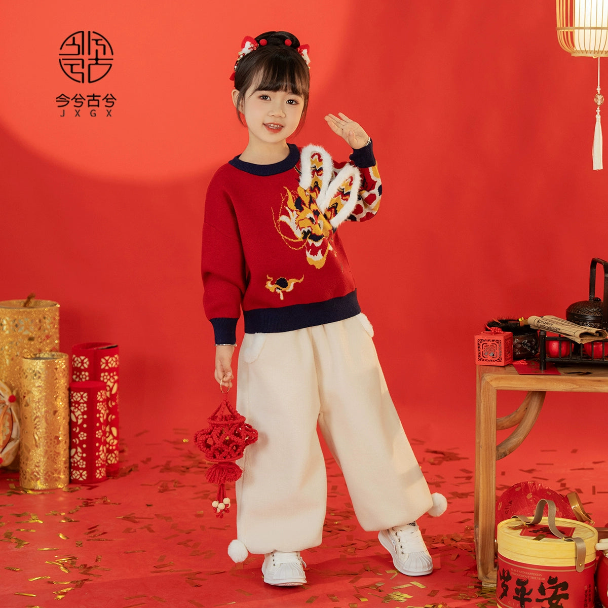 JXGX Kids Chinese New Year Unisex Sweater ----QianLong