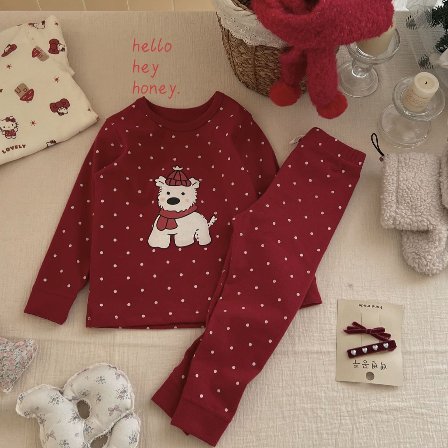 DXJ Children's Hello Kitty/Spring Festival/Christmas/ festive Pyjama Set