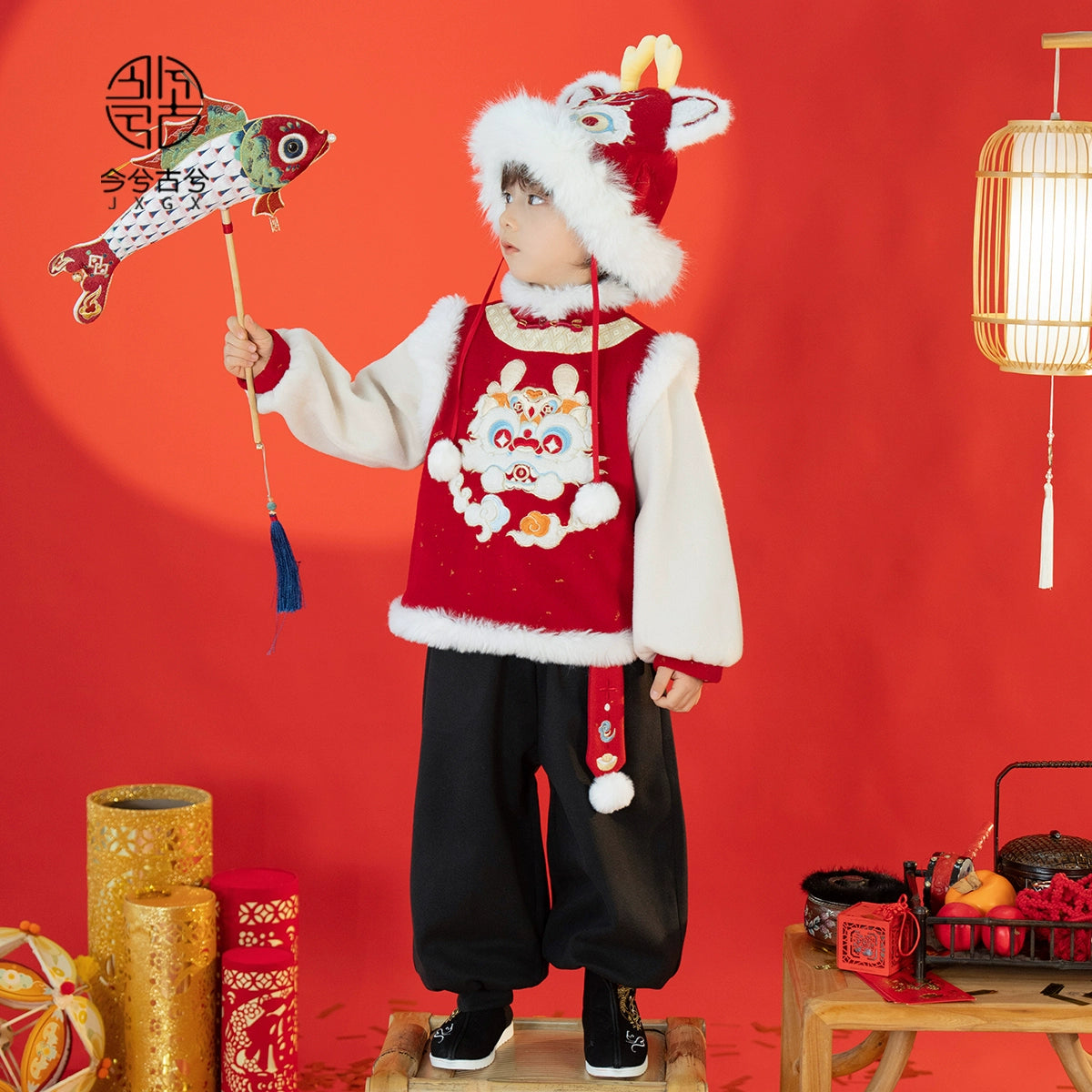 JXGX Chinese New Year Boys Fleece Jacket---Yuze