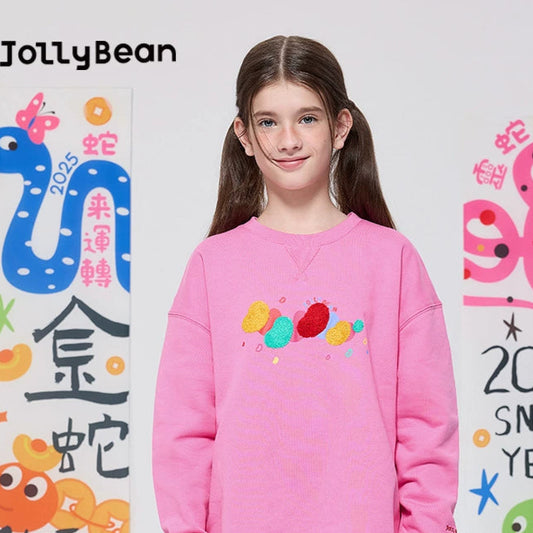 Jollybean Embroidered Fleece Pink Sweater ----Chinese New Year / Snake Design