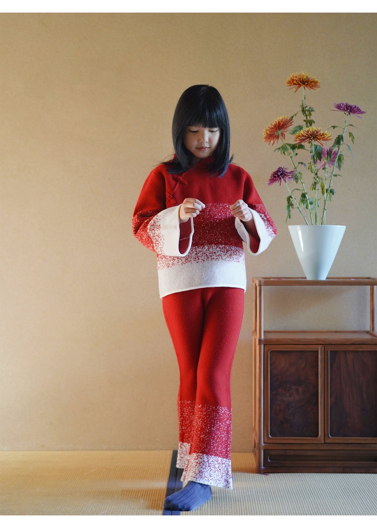 Mana Chinese New Year Girls' Woollen Sweater and Pants