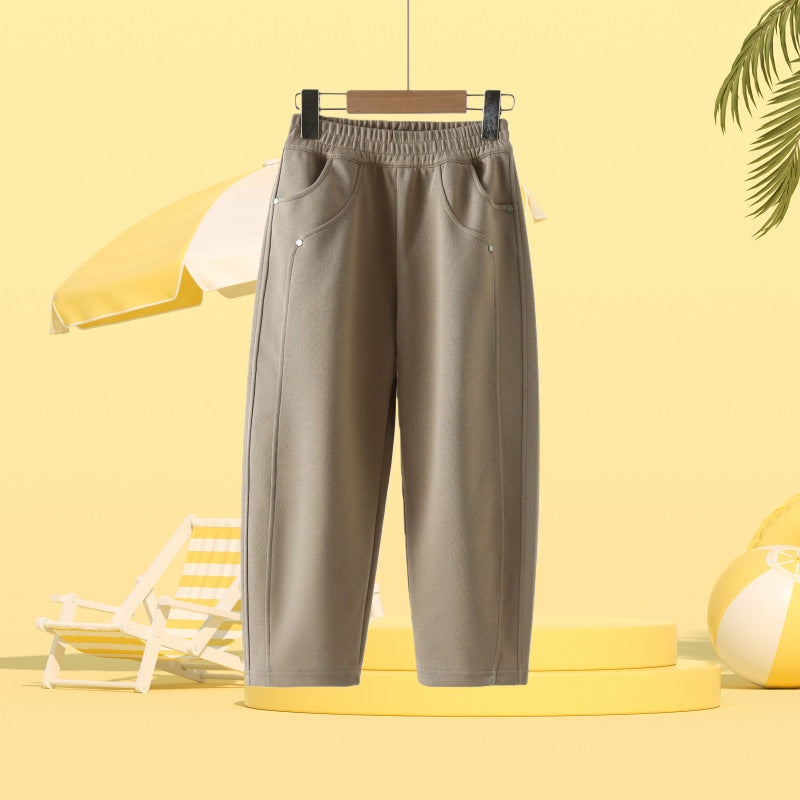 Kids Soft Curved-Leg Joggers Casual Sweatpants