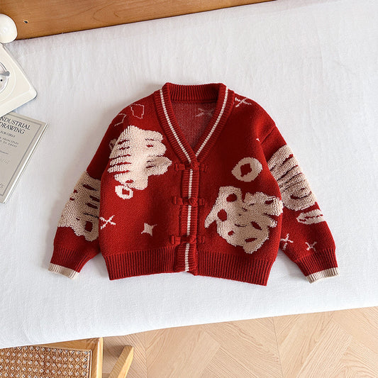 Cardigan « Bonne chance » pour le Nouvel An chinois pour enfants