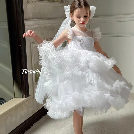 Tiramisu Girls White Dream Dress (100-150/ 3y-12y)