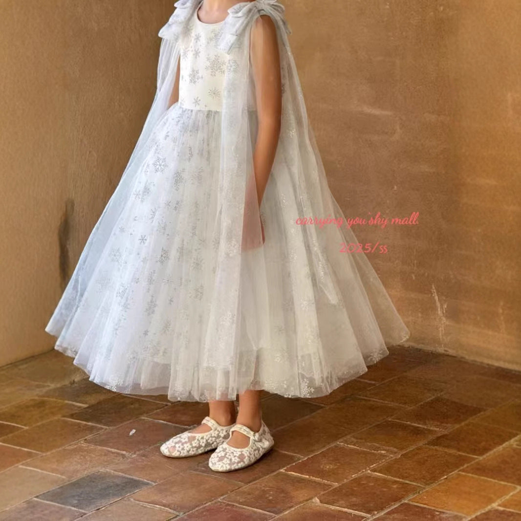 CYSM Girls Snowflake Princess Gown Dress (110-150/4y-12y)