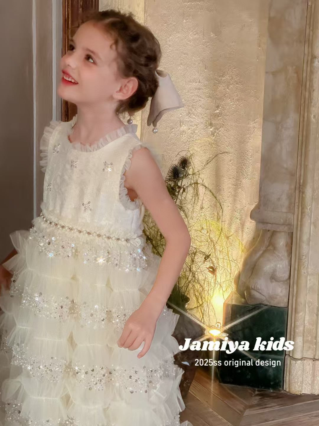 JAMIYA Girls Crystal Petals Tulle Dress (100-150/3y-12y)