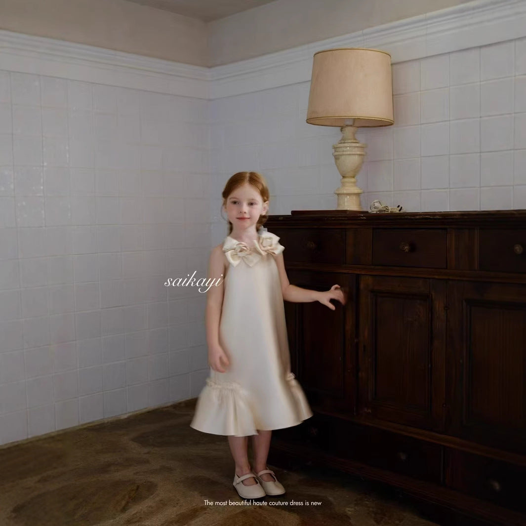 SaiKaYi Girls‘ Ivory Rose Elegance Dress (110-150/4y-12y+)