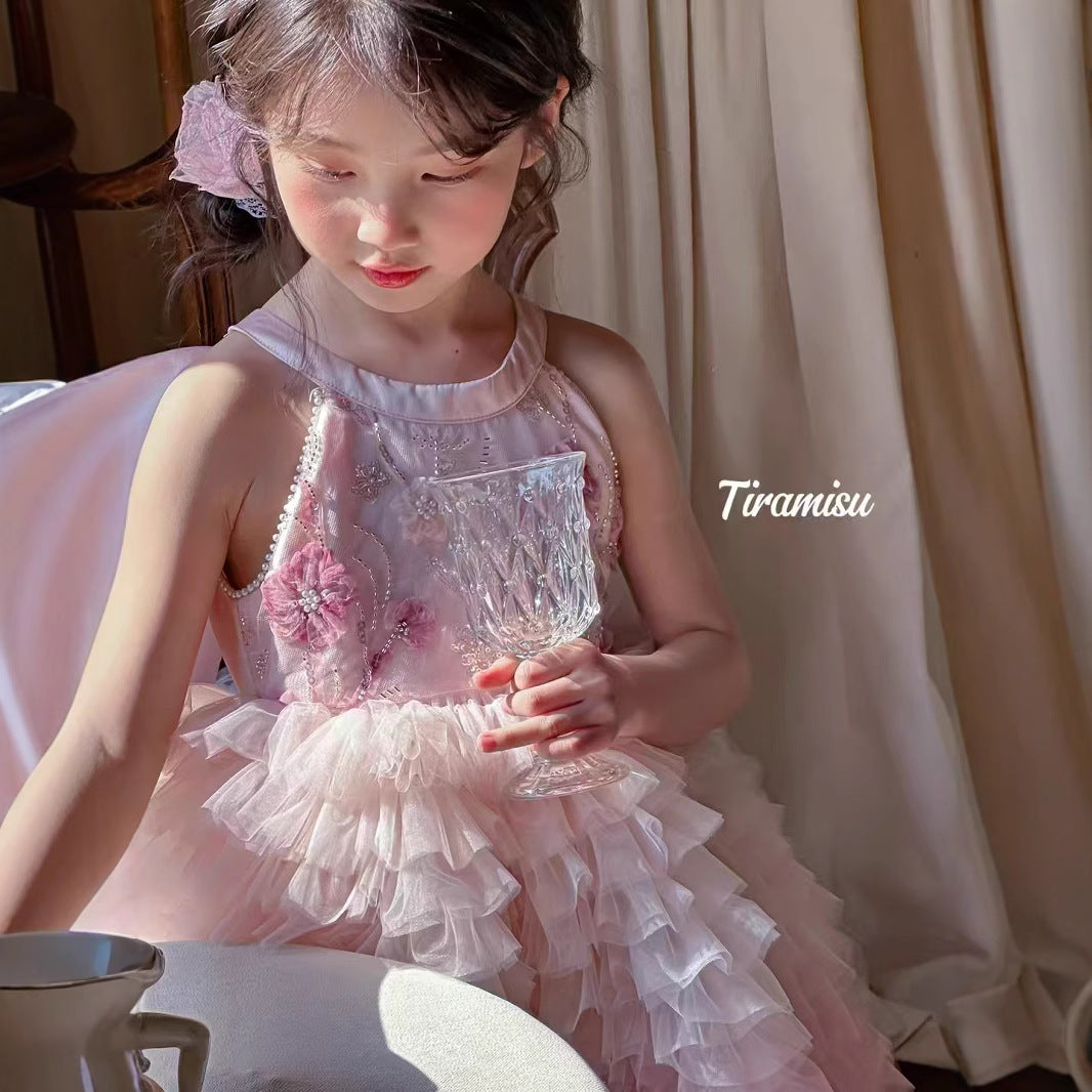 Tiramisu Girls Blush Petal Princess Gown  (100-150/3y-12y)